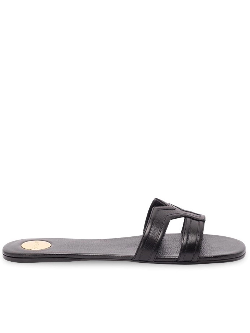 SAINT LAURENT Mabrouka Y logo leather slides sandals